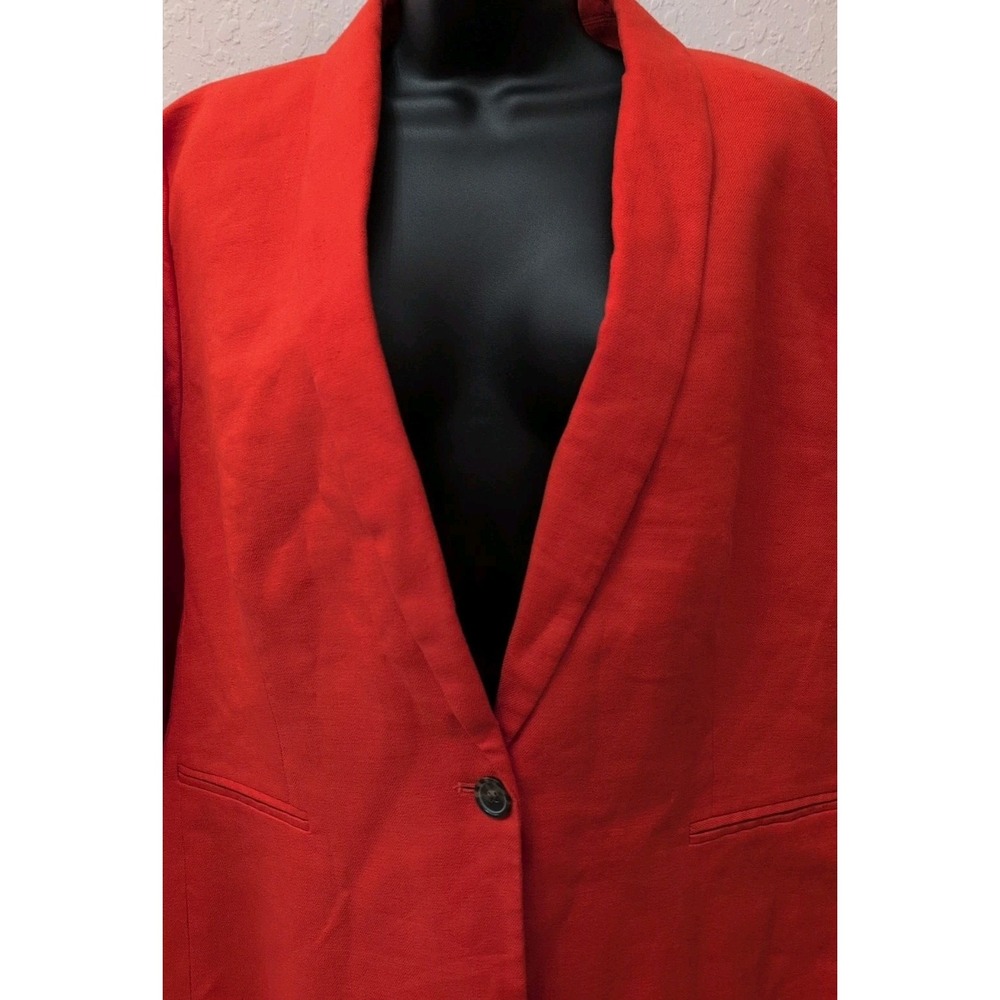 J.Crew Parke Blazer‎ Stretch Linen Blend Brilliant Sunset Red Orange Size 24 NWT